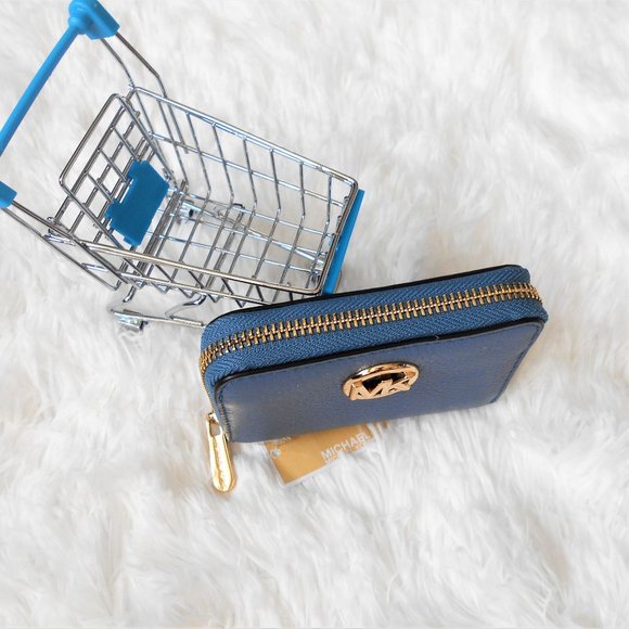 Michael Kors Fulton Zip Around Coin Case Denim - Picture 11 of 14